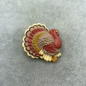 Vintage Signed Hallmark Thanksgiving Fall Turkey Brooch /Pin